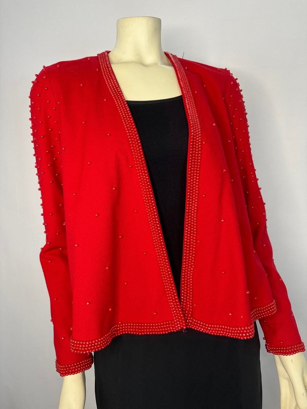Vintage Ronet Red formal beaded open front swing short coat size 4